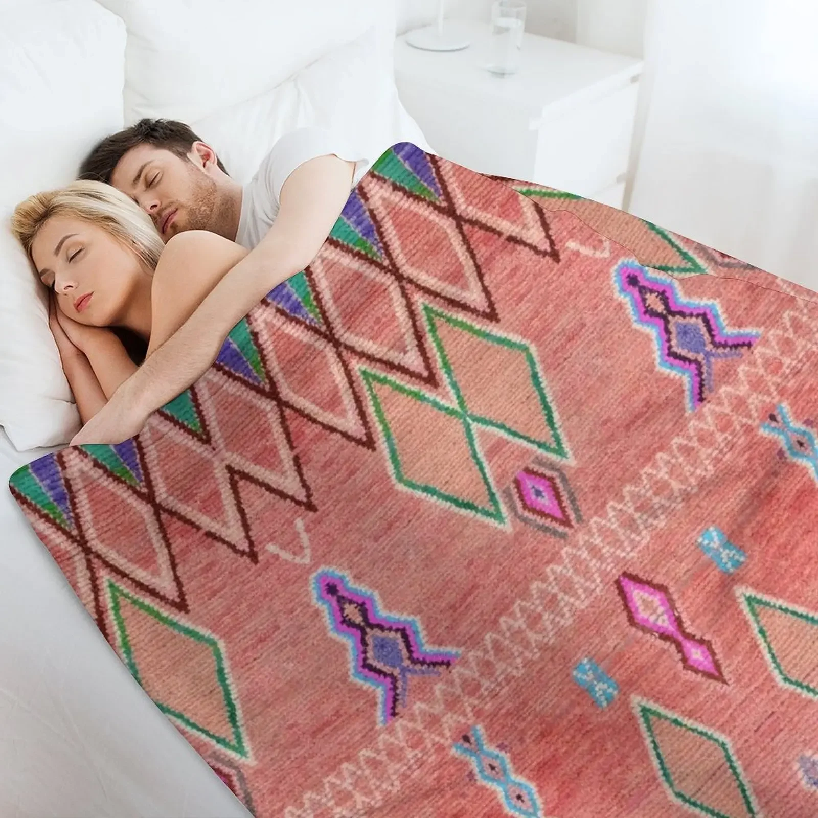 Традиционный винтажный марокканский Берберский ковер дизайнерское одеяло