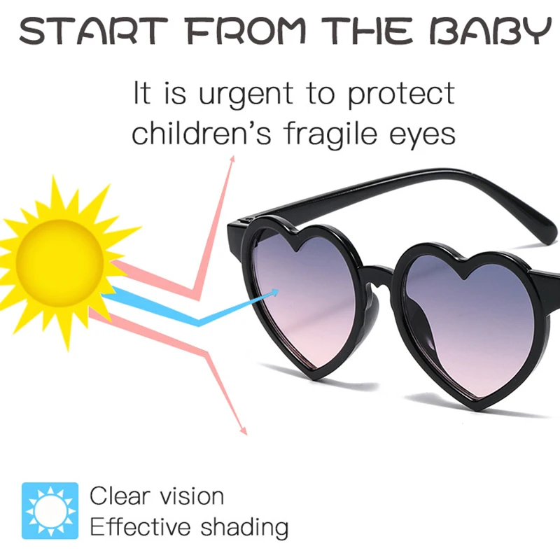 

Stylish Heart Kids Sunglasses Children Retro Cute Pink Cartoon Sun Glasses Frame Girls Boys Baby Sunglasses UV400 Eyewear
