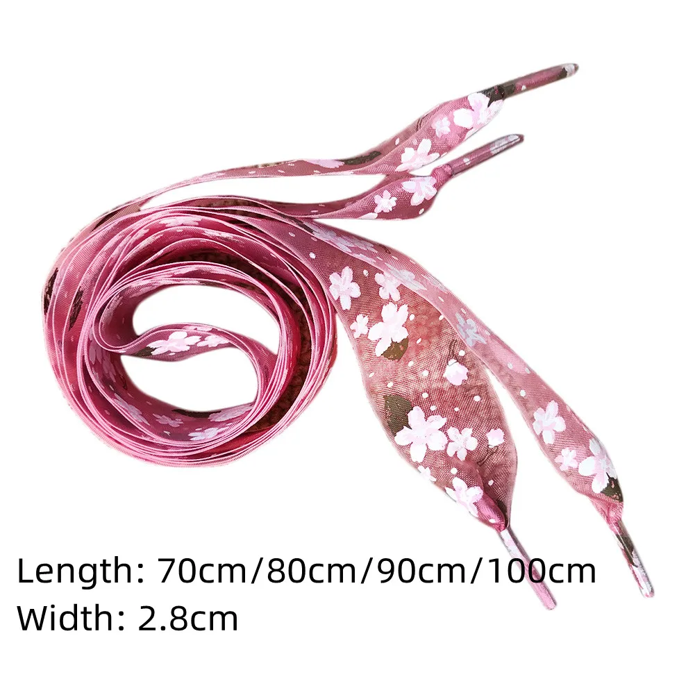 Printing Shoelaces Snow Yarn Lace Shoe Laces Transparent Sports Shoelace Women Strings Flat Satin Polyester Ribbon Shoelaces