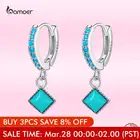 Женские серьги-подвески Bamoer, синие серьги с кулоном из настоящего серебра 925 пробы, ювелирные украшения в богемном стиле