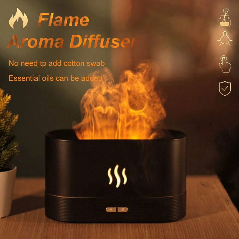 

Flame Aroma Diffuser Humidifier Ultrasonic Usb 3d Simulation Led Lamp Cool Mist Maker Aromatherapy Humidifiers Fragrance Room