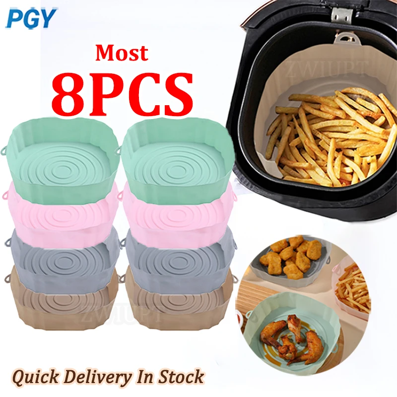 Silicone Pot Round Silicone Basket Mold Airfryer Oven Baking Tray Pizza Fried Chicken Basket Reusable