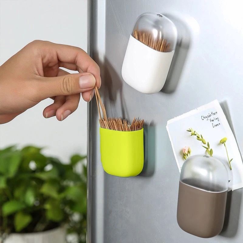 Magnetic Design Toothpick Holder Household Creative Plastic Portable Toothpick Rack Dispenser  Smart Kitchen Gadgets