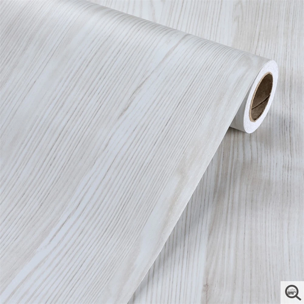 

Gray White Wood Grain Stickers Wardrobe Cabinet Table Furniture Renovation Wall Self-Adhesive PVC Waterproof Contact Paper Roll