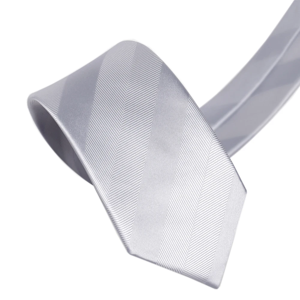 Fashion Classic Formal Business Tie For Men High Quality Silk Polyester 7 CM Silver Necktie Men's Gift