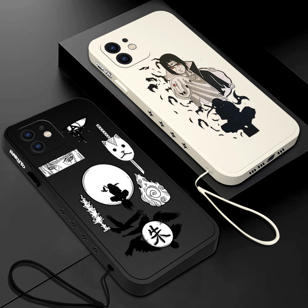 

Чехол для телефона Uchiha Itachi Naruto Akatsuki для iPhone 14 13 12 11 Pro Max Mini X XR XS MAX SE20 8 7 6 Plus, чехлы с ремешком на руку