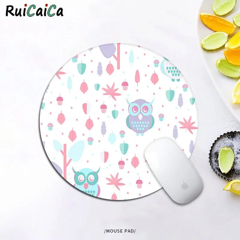 Высококачественный круглый коврик для мыши RuiCaiCa с милым рисунком совы новая