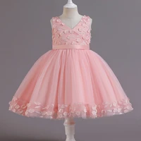girl birthday dress pink flower smocked dresses for girls princess party skirt ruffle tutu dress baby wedding dress