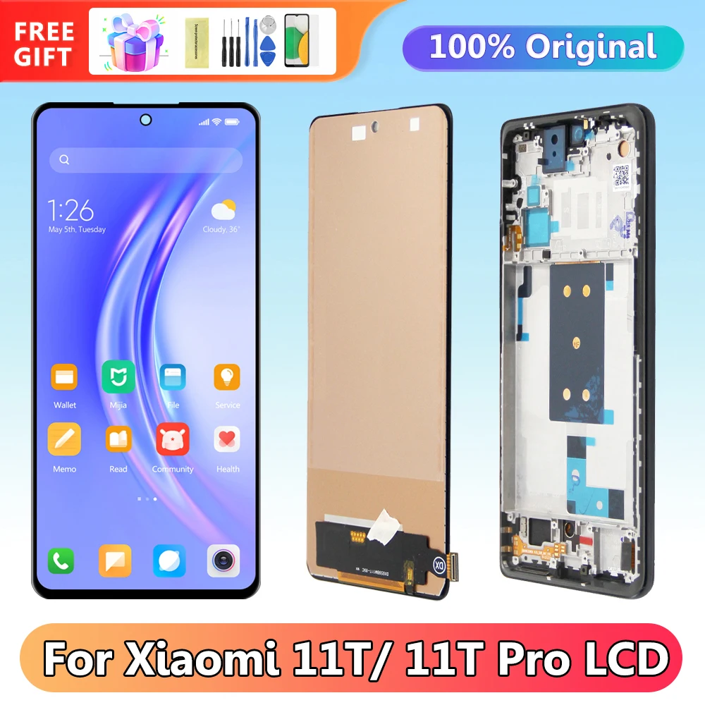 ЖК-дисплей с сенсорным экраном 6,67 дюйма и рамкой для Xiaomi 11T Pro 2107113SG, сменный экран с дигитайзером для Xiaomi 11T, 21081111RG