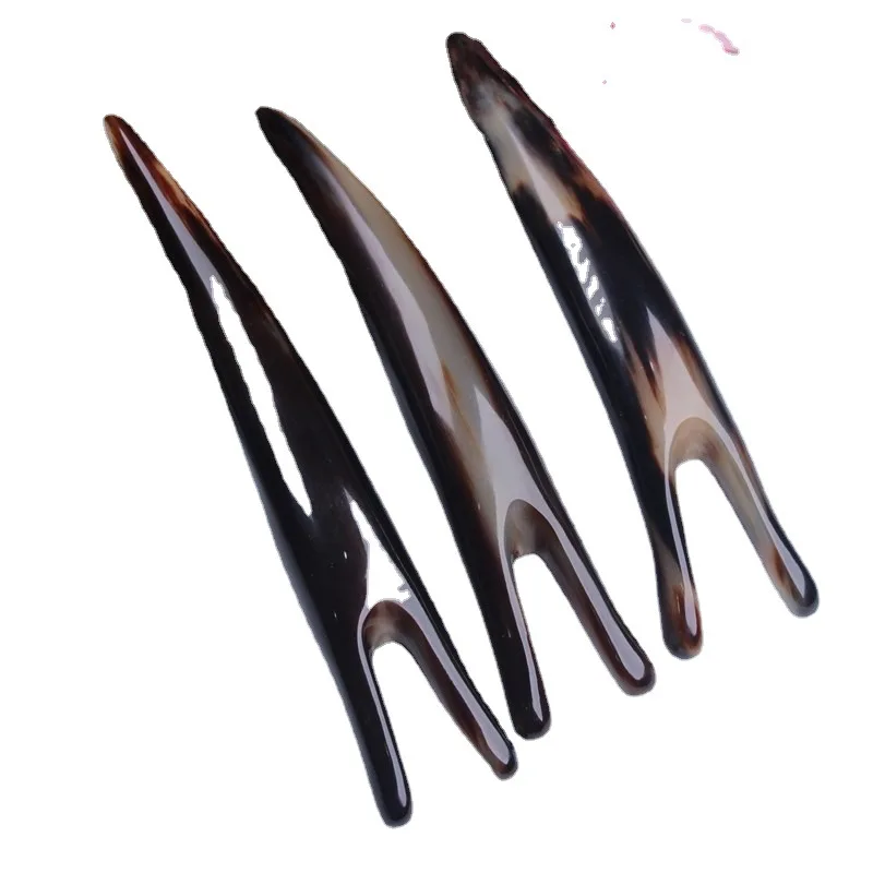 

1 PCS Natural Horn Nose Trigger Long U-Shape Glossy Eye Scraping Stick Carving Massager Gua Sha Acupoint Spa Beauty Health Tools