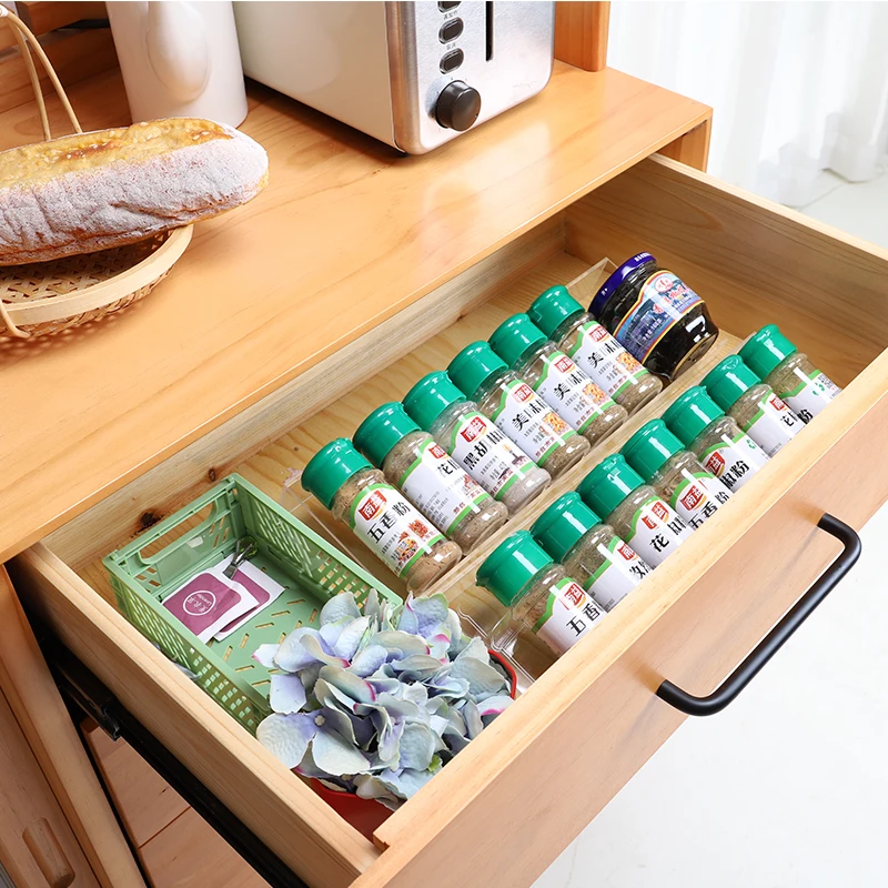

4 Tier Spice Drawer Organizer Seasoning Bottle Storage Rack Under Desk Drawer Hidden Kitchen gadgets Supplies Storage shelf