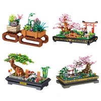 garden plant building blocks flower diy simulation pine tree cherry blossom bonsai model assembly brick home decoration toy gift