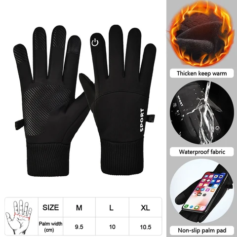Зимние водонепроницаемые лыжные перчатки, Нескользящие теплые флисовые перчатки унисекс для занятий спортом на открытом воздухе, бега, мотоцикла, лыжного спорта, сенсорного экрана