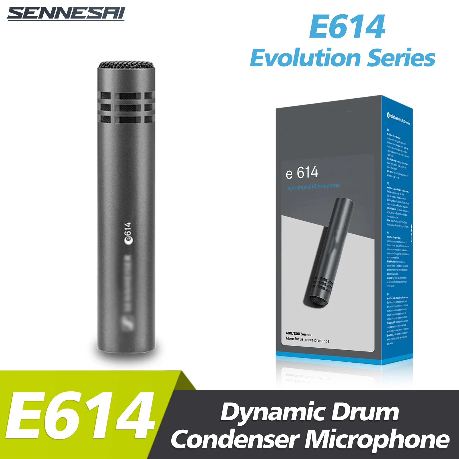 

E614 Condenser Instrument Microphone For Sennheiser，Cardioid Instrument Mic With Clamp Mount For Hot Selling High Quality