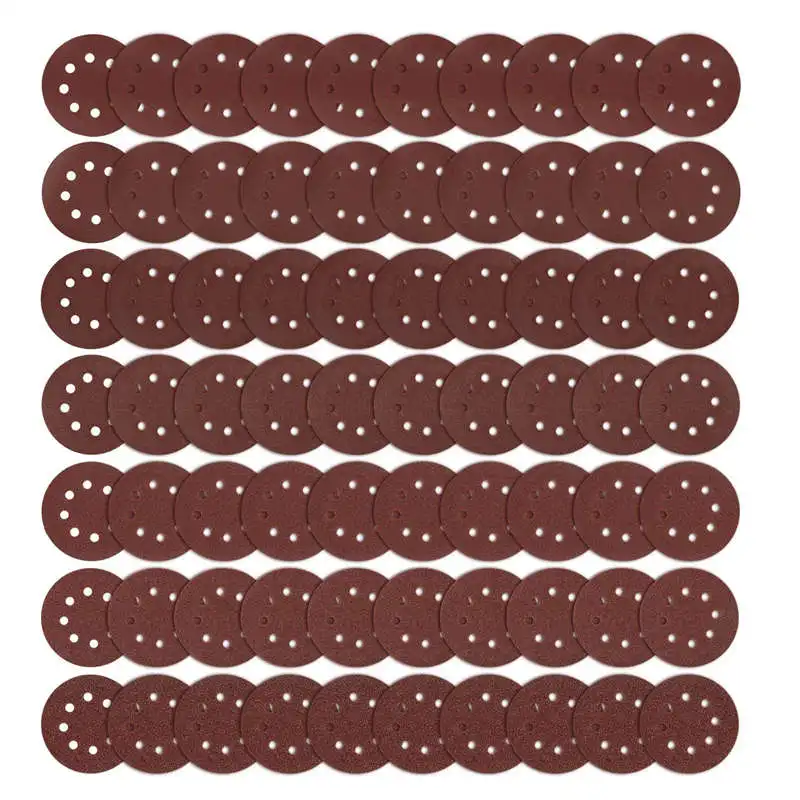 70 Золотые песчаные диски с 8 отверстиями 5 дюймов пылезащитная наждачная бумага