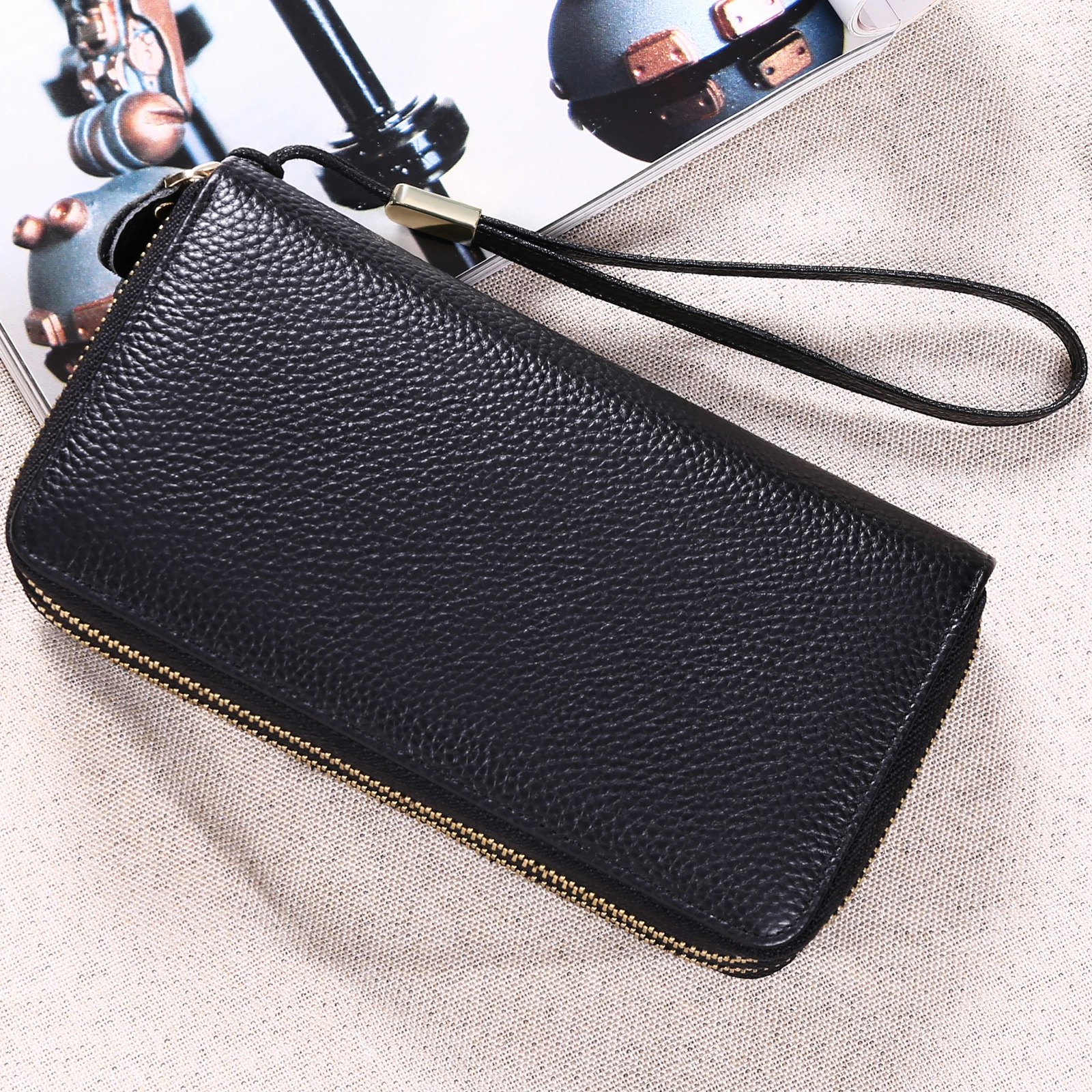 SENDEFN Women Long Wallets Double Zipper Clutches Purse Large Capacity Fashion Wristlet Wallet Phone Bag Card Holder Lady Wallet