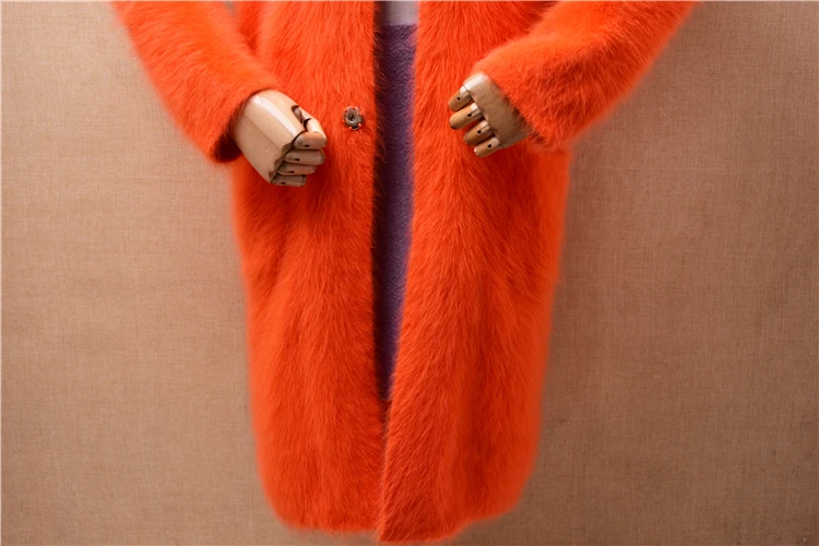 Женская модная осенне-зимняя одежда оранжевый норковый кашемировый вязаный