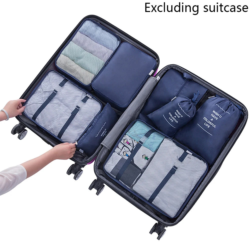 

8pcs/set Shoes Clothes Suitcase Organizer Storage Bag For Travel Cosmetics Camping Foldable Lightweight Portable Packing Cube