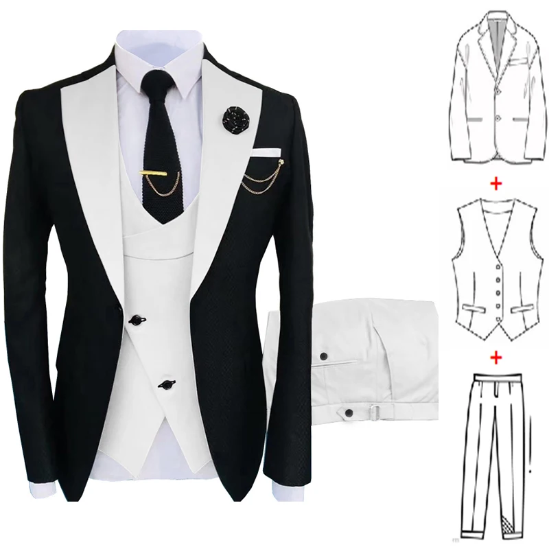 Latest Wedding Suit 2022 Luxury Design 3 Pieces Slim Fit Suits Single Breasted Homme Costume Tuxedo High Quality Male Blazer