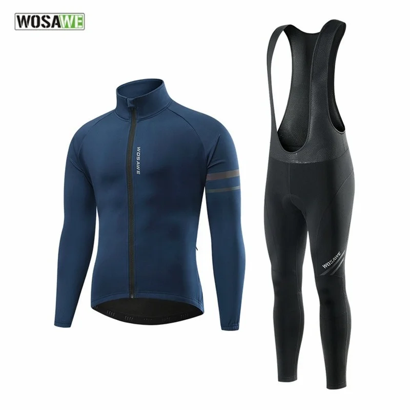 

Осенне-зимний мужской комплект из Джерси для велоспорта WOSAWE, ветрозащитные Светоотражающие теплые флисовые велосипедные куртки, одежда для велоспорта