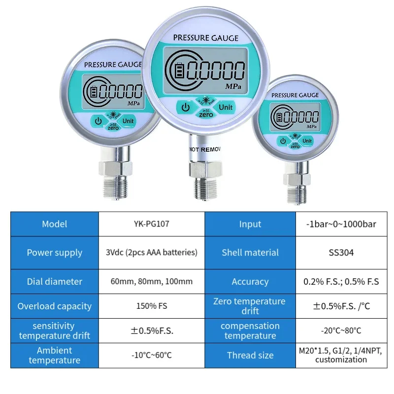 Hochgenaues digitales Вакуумметр Дигинальный манометр Манометр 0-1000 бар