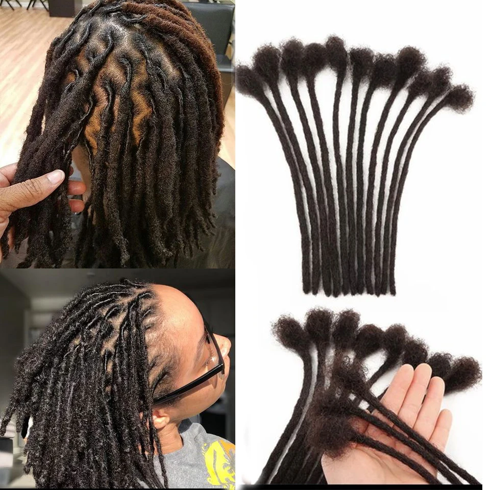 Фото Человеческие волосы Dreadlock для мужчин/женщин, мужские вязаные косички, органические волосы, удлинители Loc 0,6 см, искусственные волосы вязанны... №1