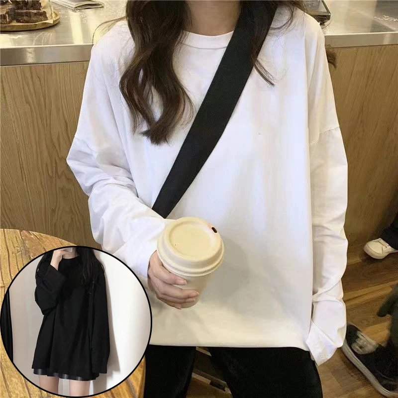 

2022 Autumn Vintage Solid Loose Cotton T-shirt Women's Clothing Long Sleeve Fashion Tops All-match Casual Basic Tee Shirt Female
