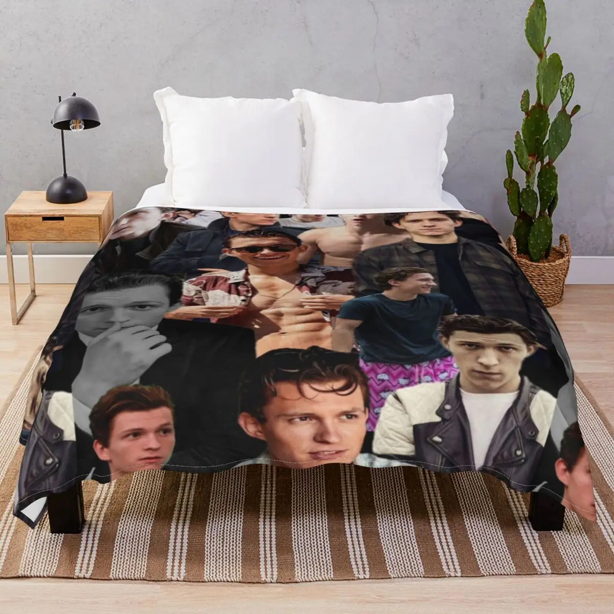 Tom Holland Collage Blanket Fleece Print Soft Throw Blankets for Bedding Home Couch Camp Cinema