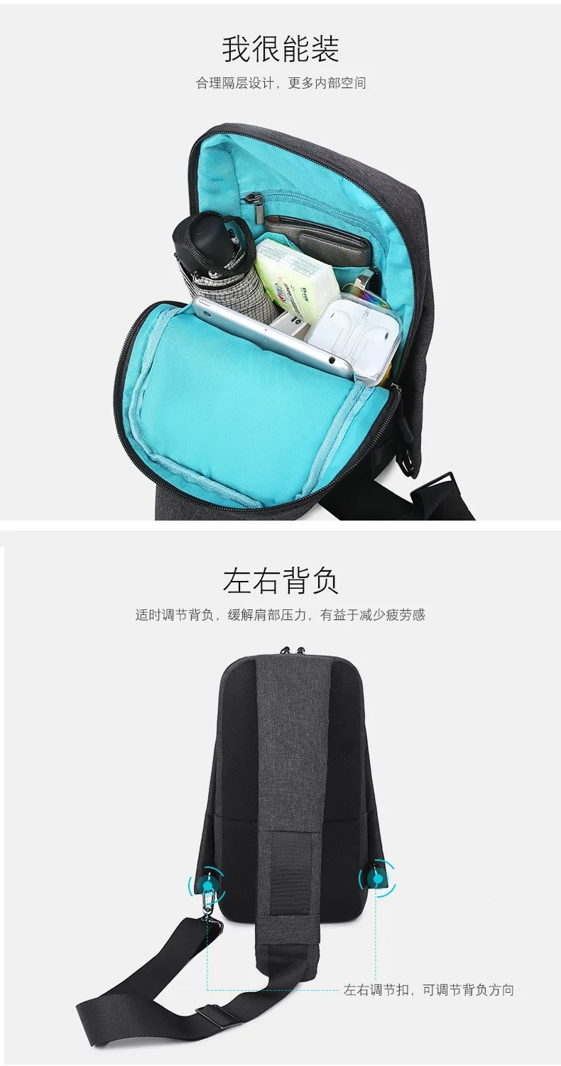 2022 men's bag polyester waist chest bag daypack waterproof wear-resisting sling backpack man single shoulder bag free shipping