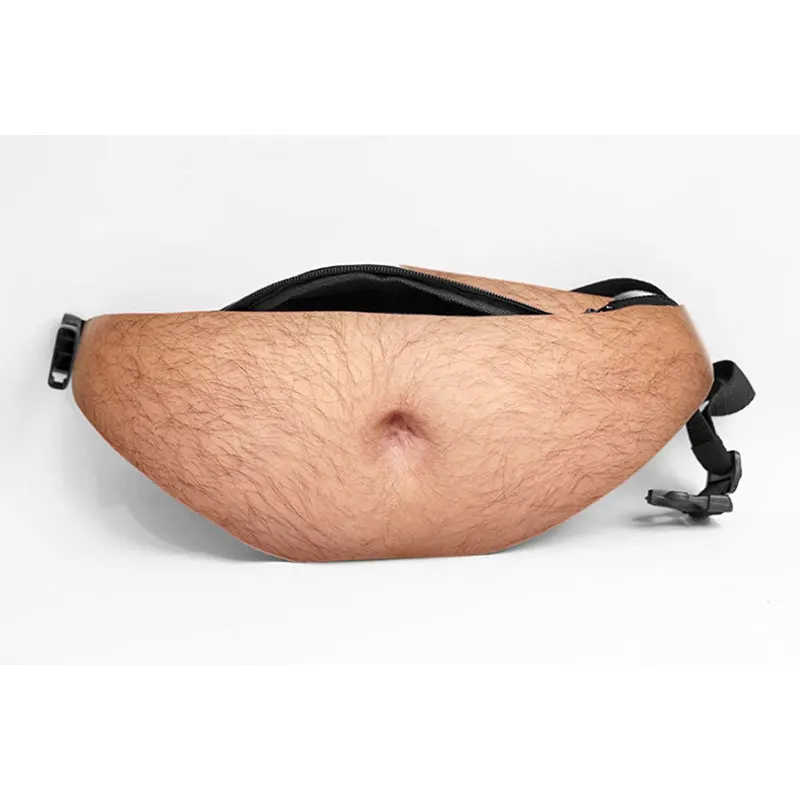 

3D Woman Belly Pockets Belt Bag PU Novelty Men Beer Belly Waist Bag Travel Phone Anti-theft Organizer Waist Package