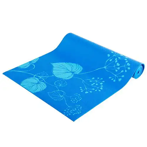

Yoga Mat with Carry Strap, Blue Leaf