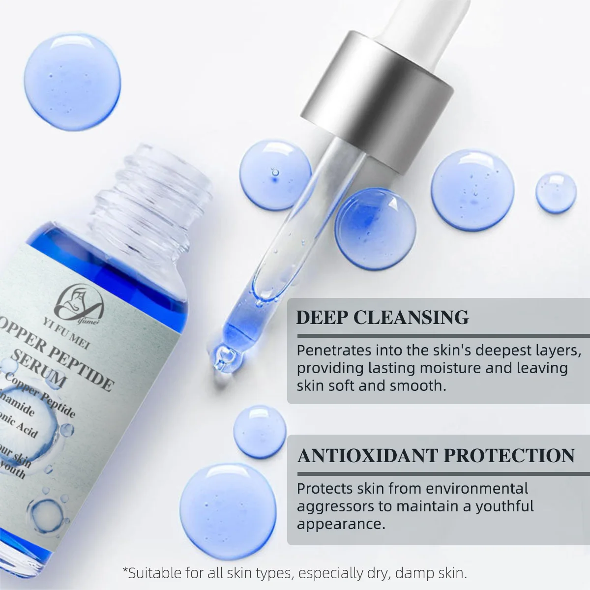 Фото Сыворотка с медным пептидом против старения, тонких линий, возрастных пятен, поврежденный коллаген, гиалуроновая кислота Ghk-cu, медная пептидная сыворотка для кожи лица №4