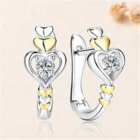 2022 new fashion two tone heart women earrings u shape hoops statement accessories unique gift wedding engagement love jewelry