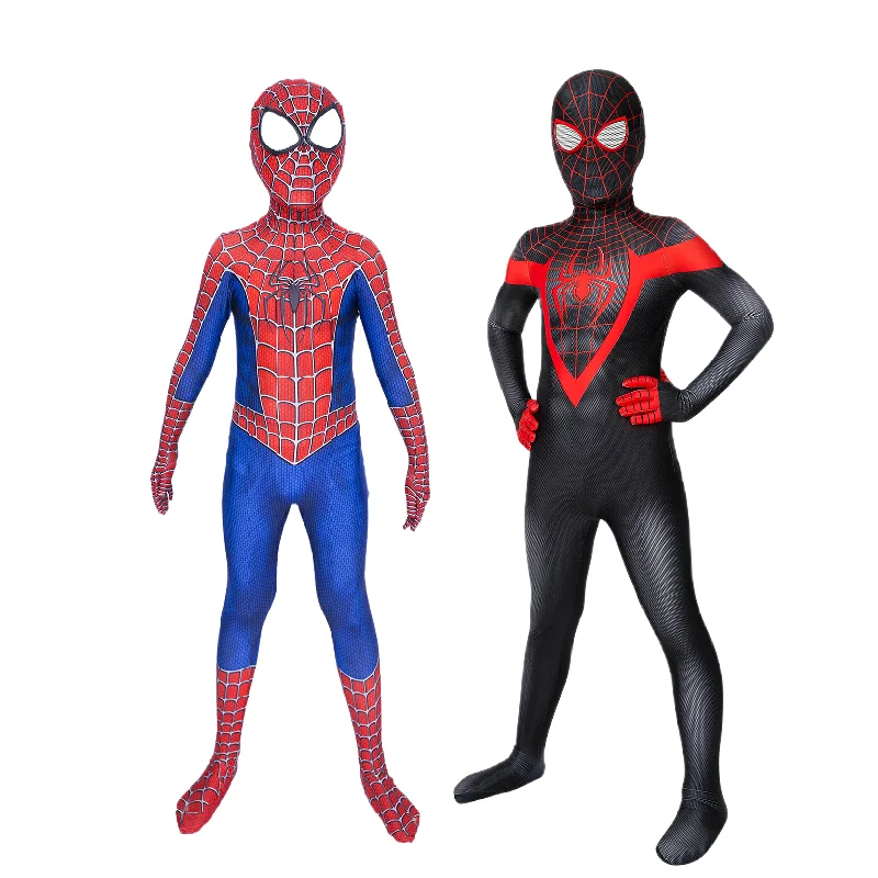 

New Miles Morales Cosplay Costume Zentai Spider Halloween Costume Superhero Bodysuit Spandex Suit for Kids