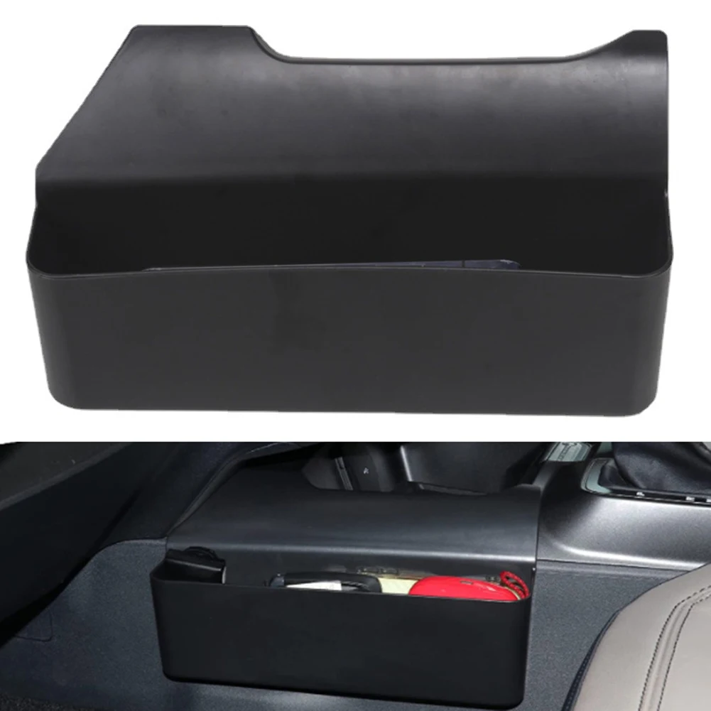 

Durable Storage Box Tray Organizer W/ Adhesive Tape 1pcs ABS Plastic Accessories Black Gear Shift Box Left Side