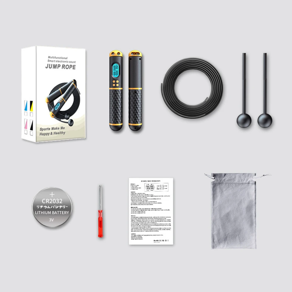 

Jump Rope Cordless Jump Rope With Calorie Electronic Digital Counter Sports Fitness Adjustable Wire Anti-Slip Handle Rope Kit