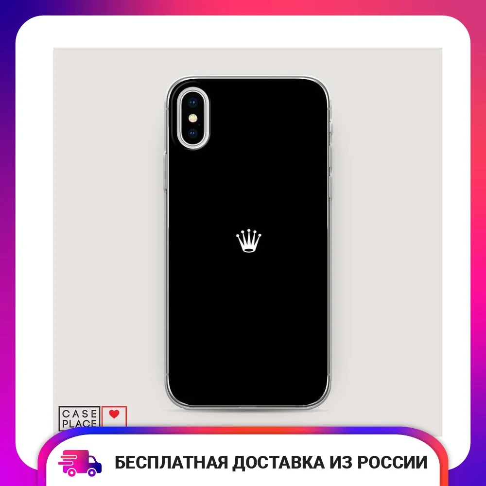 Чехол Силиконовый для iPhone X (10) Белая кородля черном фоне защитный тонкий мягкий