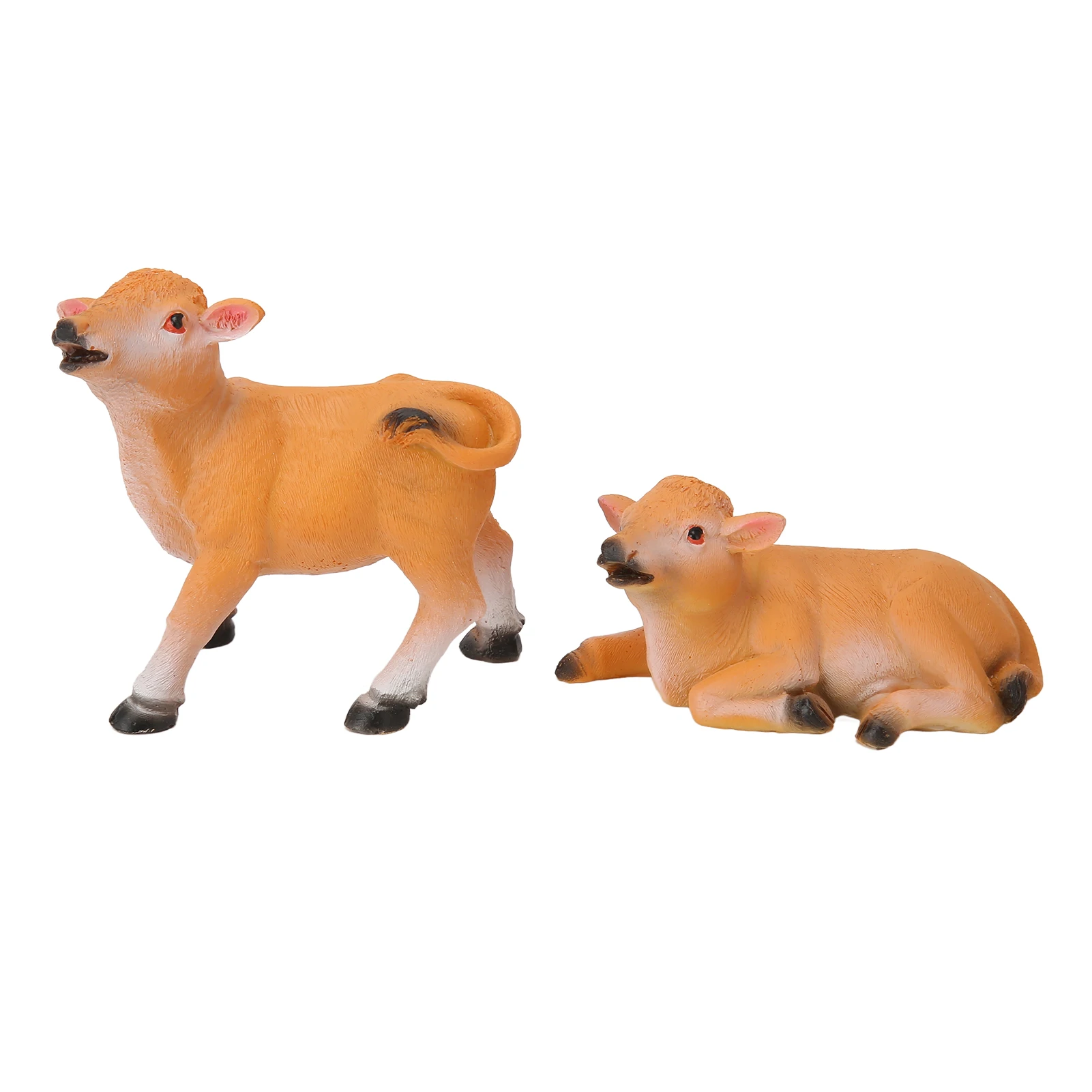 

Cattle Figurine Calf Statue Lifelike Look Cute Interesting Strong Durable Waterproof Resin Vibrant Colors for Garden