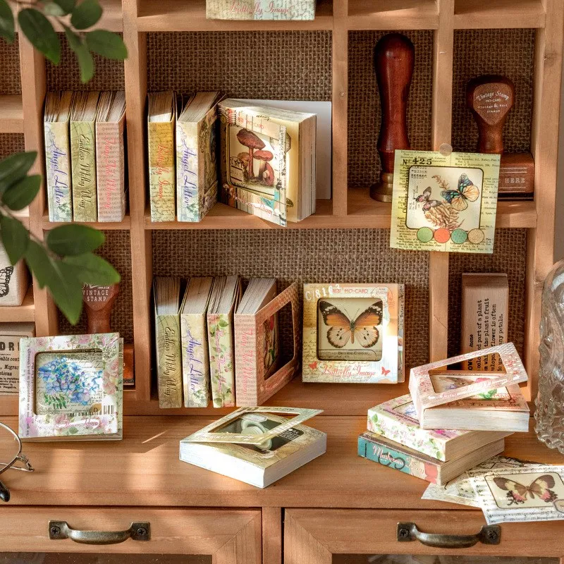 

60 Pcs Animal Flower Astronomy Old Antique Sticker Book For Junk Journal Scrapbooking Supplies