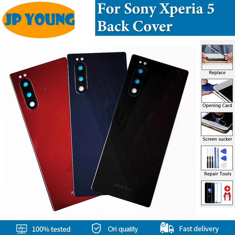 Оригинальная стеклянная задняя крышка для Sony Xperia 5 J8210 J8270 J9210 Крышка батарейного