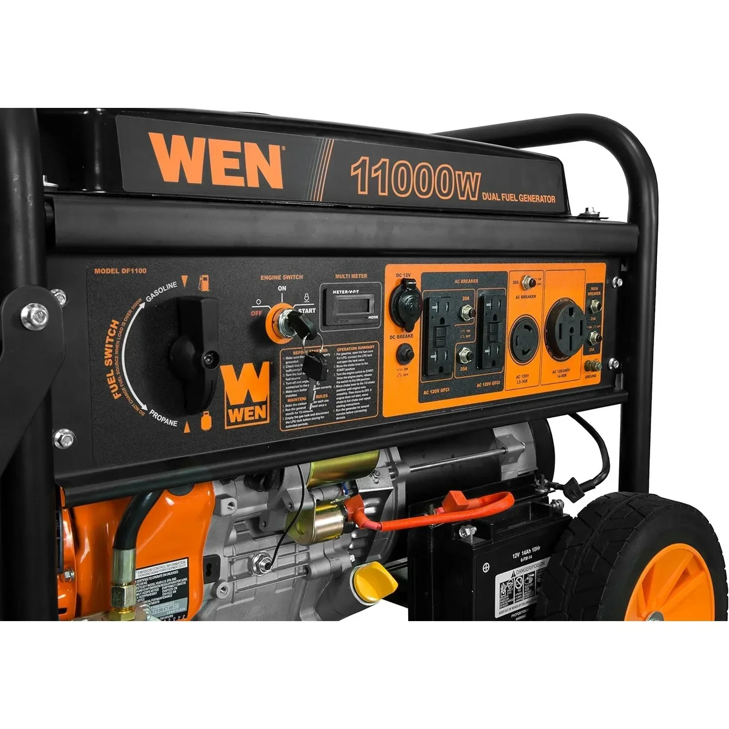 Для WEN DF1100T 11000-W 120V/240V двойной топливный портативный генератор с комплектом колес