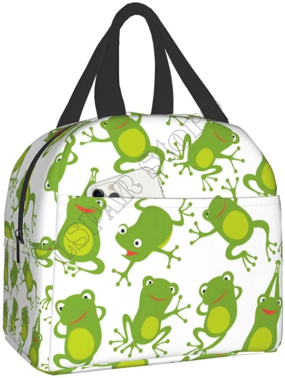 Green Frog Kawaii Animal Lunch Bag Travel Box Work Bento Cooler Reusable Tote Picnic Boxes Insulated Container Shopping Bags