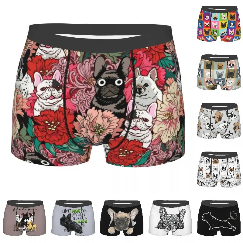 

Novelty Flowers French Bulldog Boxers Shorts Panties Male Underpants Comfortable Cute Animal Briefs Underwear