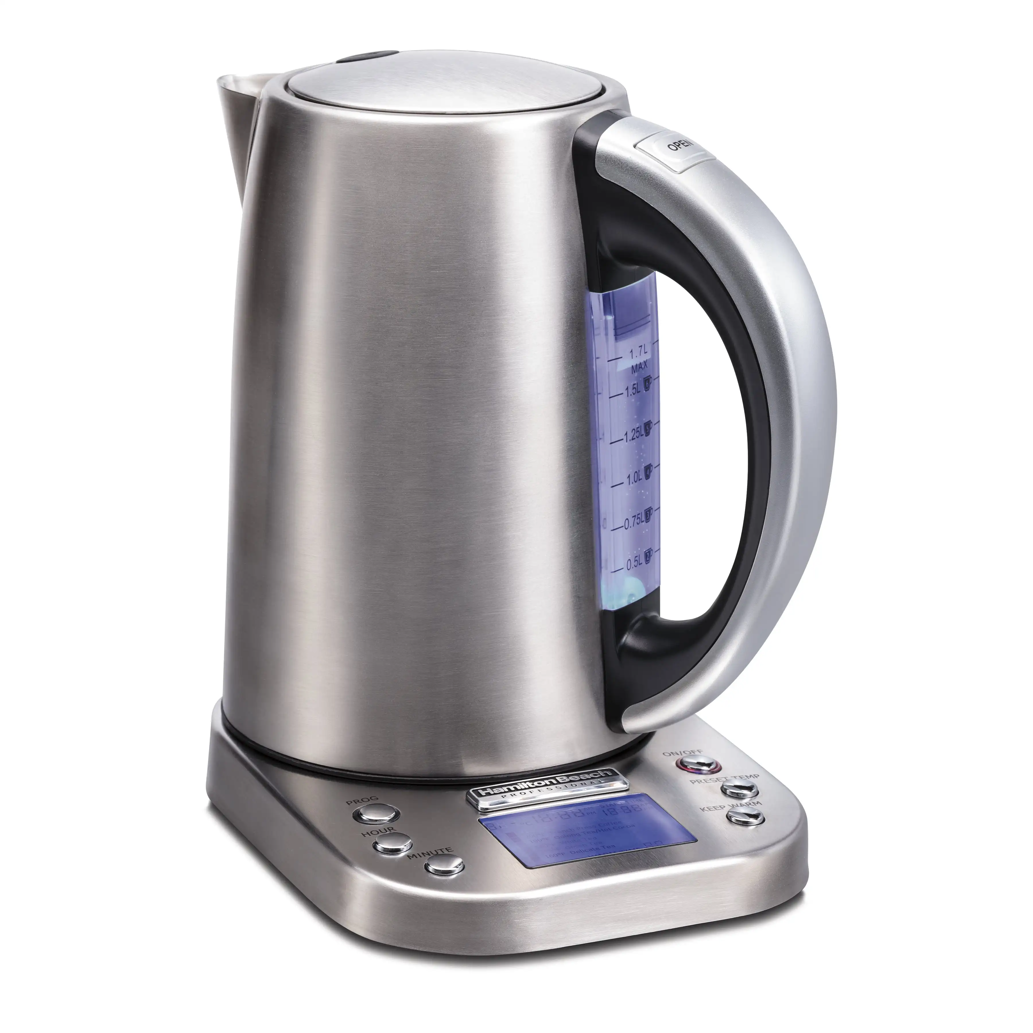 

Professional Electric Kettle, 1.7 Liter, Stainless Steel, Digital, # 41028