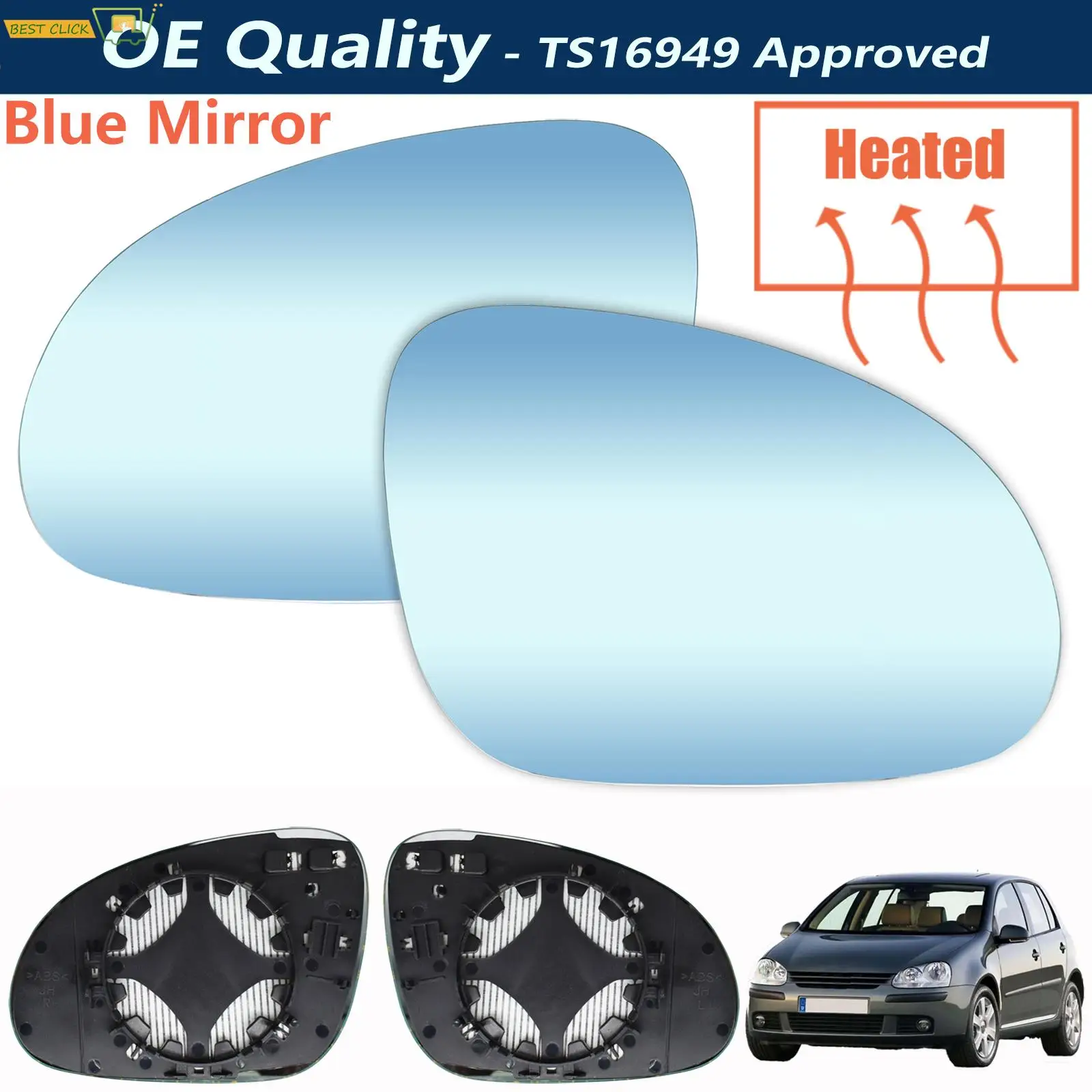 

Для VW Golf GTI Jetta 5 MK5 06-10 Passat B6 левое и правое боковое зеркало стекло синий задний вид снаружи широкоугольные автомобильные детали