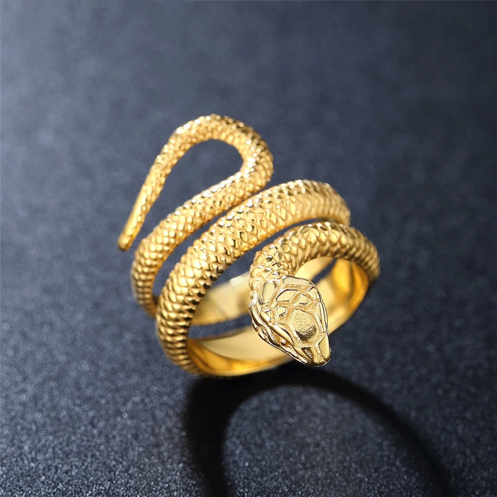 פאנק היפ הופ זהב נירוסטה נחש טבעת גברים נשים אופנה זוג אירוסין קוברה נחש טבעת מתנה הטובה ביותר לו