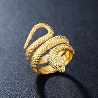 punk hip hop gold stainless steel snake ring men women fashion couple engagement cobra snake ring jewelry best gift for him