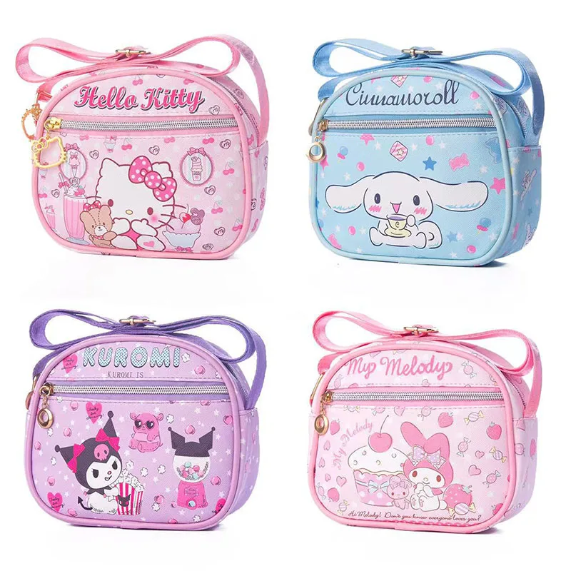 

19Cm Kawaii Sanrio Cartoon Hello Kittys My Melody Kuromi Cinnamoroll Cute Anime Leather Organizer Shoulder Crossbody Bag Gift