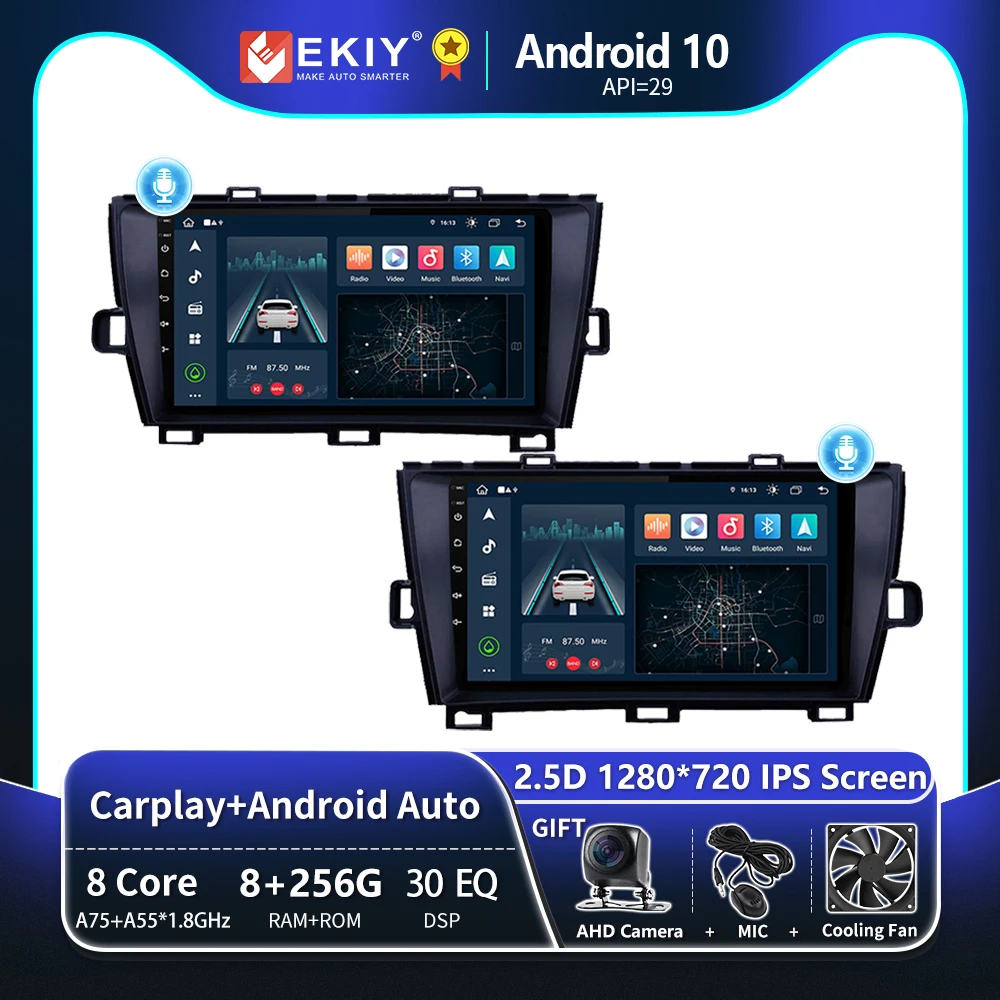 EKIY T8 8G 256G For Toyota Prius XW30 2009 - 2015 Car Radio Multimedia Video Player Navigation GPS Android Auto BT No 2 Din DVD