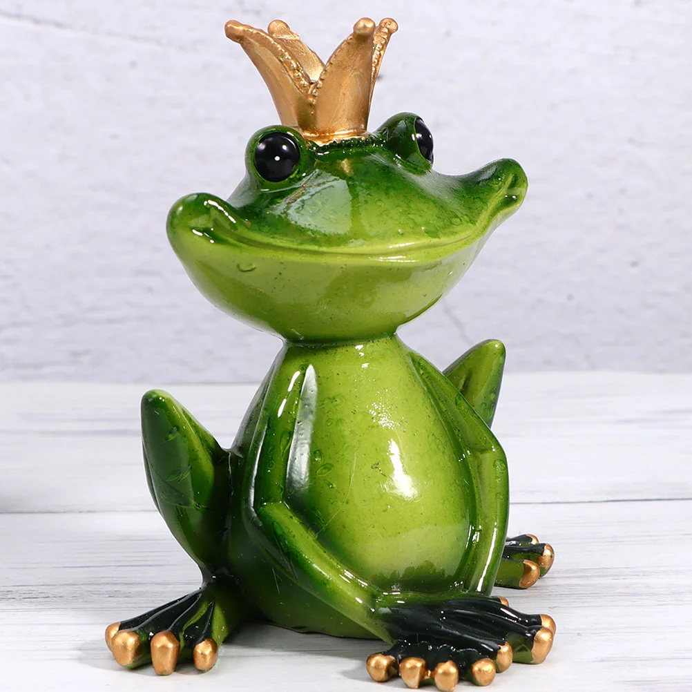 

Crown Animal Statue Micro Landscape Models Resin Frog Sculpture Decor Props Garden Figure Photo